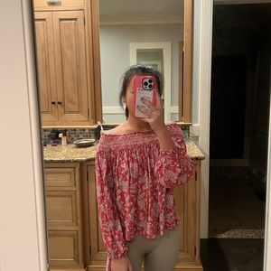 Abercrombie Red Off the Shoulder Top